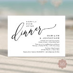 Gelukkig ooit na het feest bruiloft receptie diner kaart<br><div class="desc">Markeer het begin van uw eeuwigheid met elegantie met behulp van onze hedendaagse zwart-wit thema bruiloft elopement viering uitnodigingskaart, "Happily Ever After Party". Perfect voor koppels die hun vreugdevolle gelegenheid uitbreiden, deze uitnodiging straalt sophisticatie uit met een vleugje speelsheid, en vormt het podium voor een gedenkwaardige gebeurtenis. Versierd met een...</div>