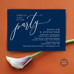 Gelukkig ooit na het feest bruiloft receptie diner kaart<br><div class="desc">Markeer het begin van je leven voor altijd met elegantie met behulp van onze hedendaagse marineblauwe thema bruiloft elopement viering uitnodiging kaart, "Happy Ever After Party". Perfect voor koppels die hun vreugdevolle gelegenheid uitbreiden, deze uitnodiging straalt sophisticatie uit met een vleugje speelsheid, en vormt het podium voor een gedenkwaardige gebeurtenis....</div>