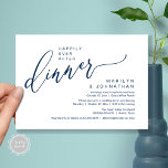 Gelukkig ooit na het feest bruiloft receptie diner kaart<br><div class="desc">Markeer het begin van je leven voor altijd met elegantie met behulp van onze moderne stijlvolle marineblauwe thema bruiloft elopement viering uitnodiging kaart, "Happy Ever After Party". Perfect voor koppels die hun vreugdevolle gelegenheid uitbreiden, deze uitnodiging straalt sophisticatie uit met een vleugje speelsheid, en vormt het podium voor een gedenkwaardige...</div>