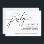Gelukkig ooit na het feest bruiloft receptie diner kaart<br><div class="desc">Markeer het begin van uw eeuwigheid met elegantie met behulp van onze hedendaagse zwart-wit thema bruiloft elopement viering uitnodigingskaart, "Happily Ever After Party". Perfect voor koppels die hun vreugdevolle gelegenheid uitbreiden, deze uitnodiging straalt sophisticatie uit met een vleugje speelsheid, en vormt het podium voor een gedenkwaardige gebeurtenis. Versierd met een...</div>