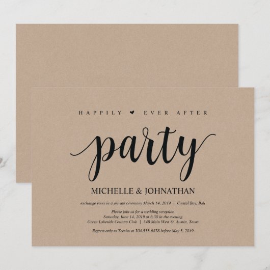 Gelukkig ooit na het feest, huwelijksontwikkeling  kaart (Voorkant / Achterkant)