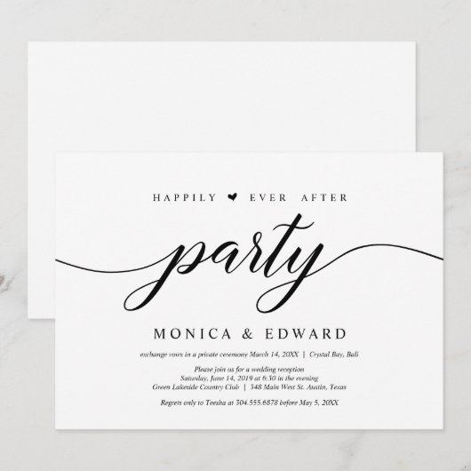 Gelukkig ooit na het feest, huwelijksontwikkeling kaart (Voorkant / Achterkant)