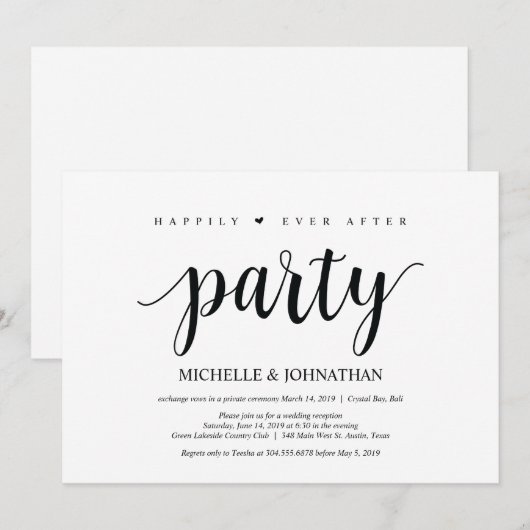 Gelukkig ooit na het feest, huwelijksontwikkeling  kaart (Voorkant / Achterkant)