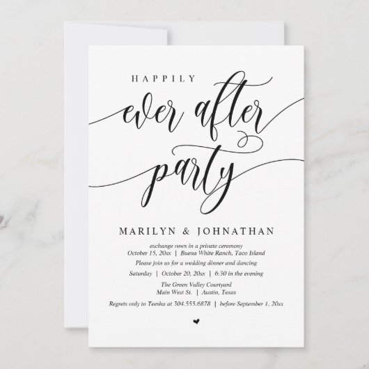 Gelukkig ooit na het feest moderne bruiloft elopem kaart (Voorkant)