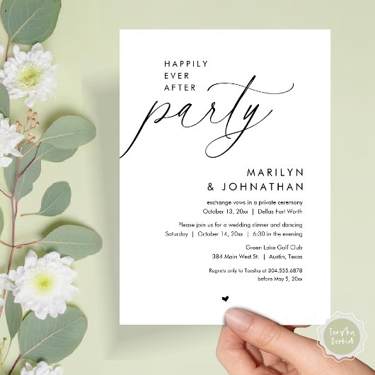 Gelukkig ooit na het feest, romantisch huwelijksdi kaart