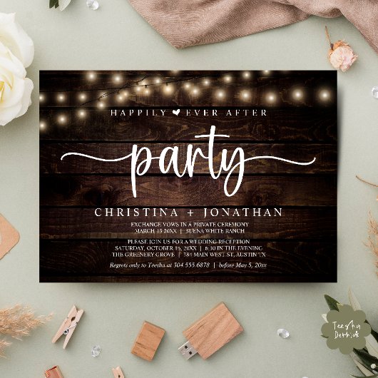 Gelukkig ooit na het feest, String Lights bruiloft Kaart