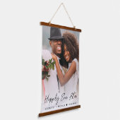 Gelukkig ooit na het fotohuwelijk hangend wandkleed (Gebogen)