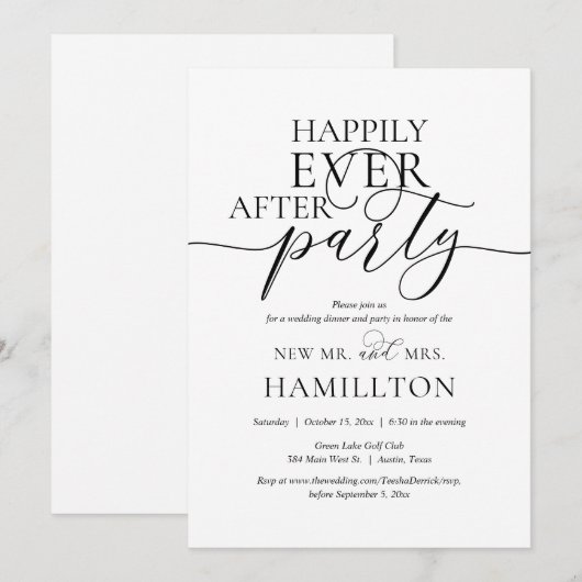 Gelukkig ooit na het huwelijk eten en feest Invita Kaart (Voorkant / Achterkant)