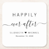 Gelukkig ooit na het huwelijk kartonnen onderzetters (Voorkant)