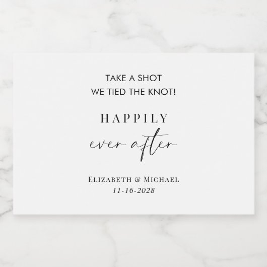 Gelukkig ooit na het huwelijk. likeurfles etiket (Enkel label)