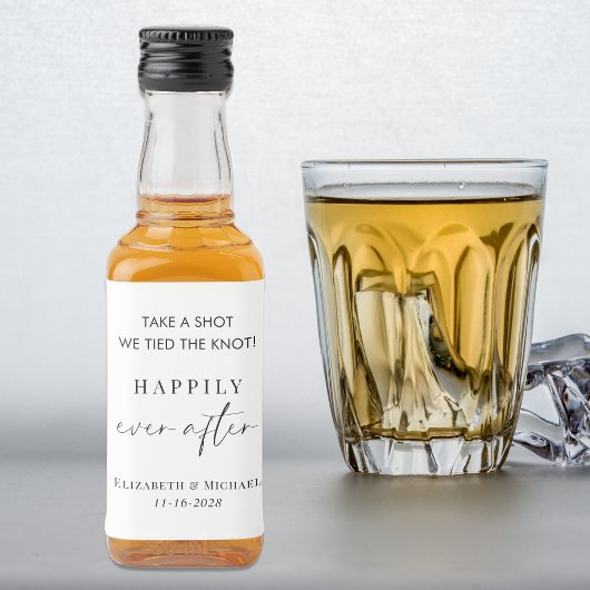 Gelukkig ooit na het huwelijk. likeurfles etiket