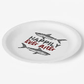 Gelukkig ooit na het  huwelijk tussen haaien papieren bordje (Gekanteld)