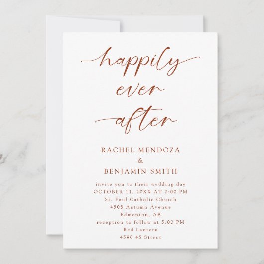 Gelukkig Ooit na het huwelijk van Boho Script Eleg Kaart (Voorkant)