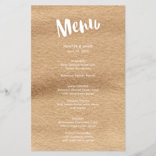Gelukkig ooit na het Mocha Waterverf Wedding Menu (Voorkant)
