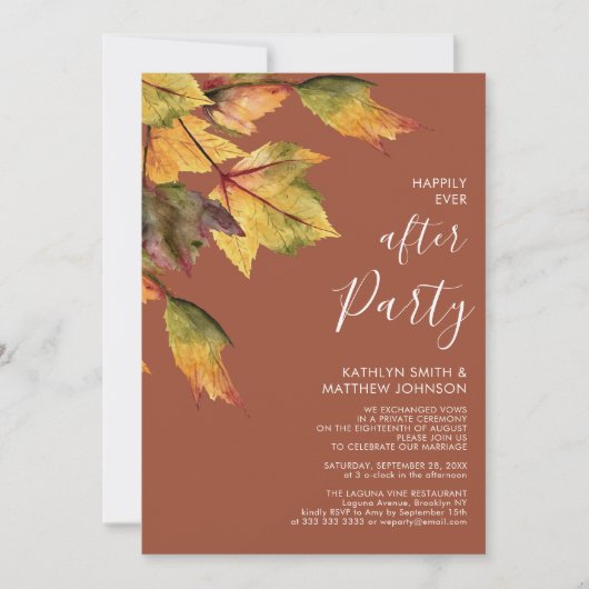 Gelukkig ooit na het najaar van de partij het huwe kaart (Voorkant)