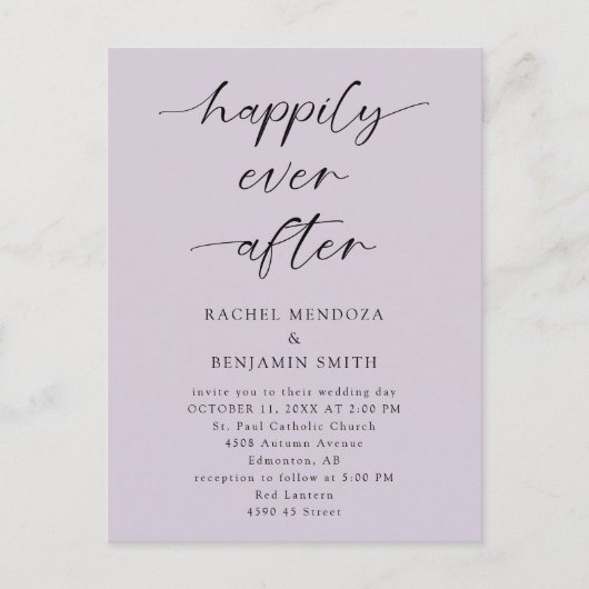 Gelukkig ooit na het Paars Elegant van het Manuscr Briefkaart (Voorkant)