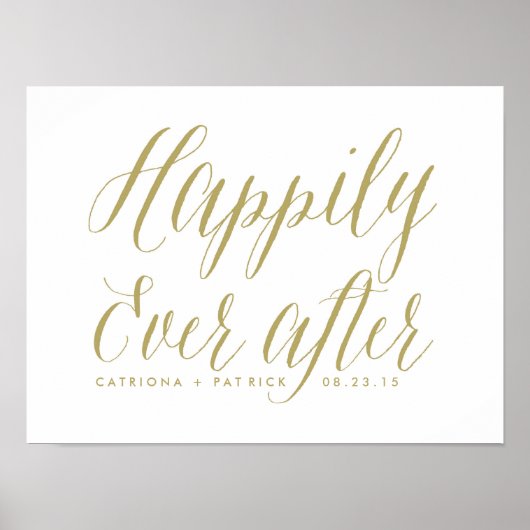 Gelukkig ooit na het Poster van de bruiloft | Goud (Voorkant)