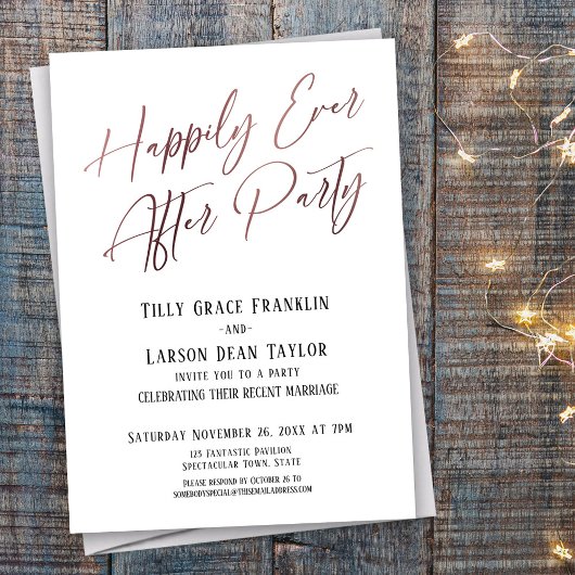 Gelukkig ooit na het Roos Gold Elegant Modern Kaart