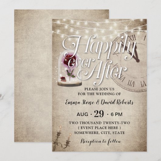 Gelukkig ooit na het  sprookjeshuwelijk kaart (Voorkant / Achterkant)