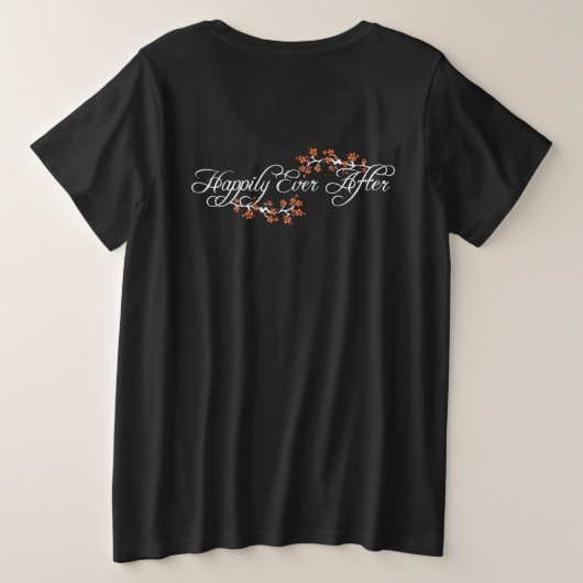 Gelukkig ooit na het tropische hibiscus bruilding  grote maat t-shirt (Design achterkant)