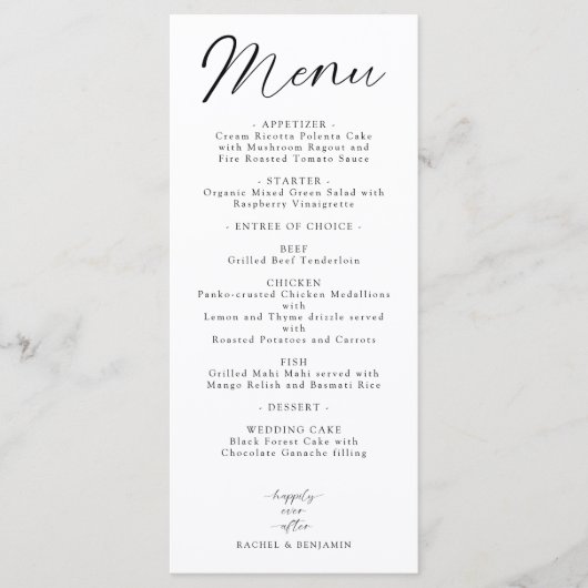 Gelukkig ooit na het Wedden Menu Elegant Minimal (Voorkant)