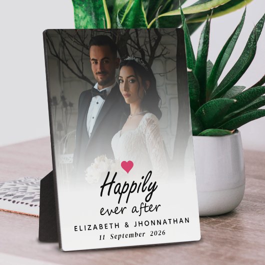 Gelukkig ooit na hete roze hart paar foto fotoplaat