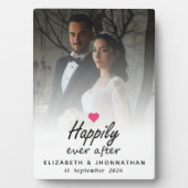 Gelukkig ooit na hete roze hart paar foto fotoplaat (voorkant)