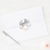 Gelukkig ooit na Hibiscus spiraal golven bruiloft Ronde Sticker (Envelop)