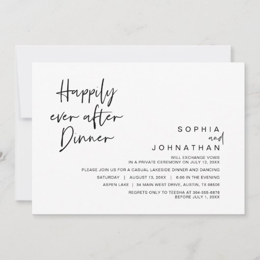 Gelukkig ooit na huwelijksdiner, zwart-wit kaart (Voorkant)