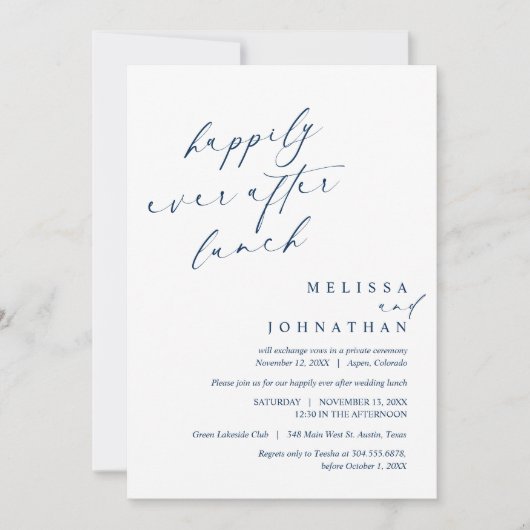 Gelukkig ooit na huwelijkslunch viering kaart (Voorkant)