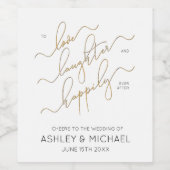 Gelukkig ooit na kalligrafie bruiloft wijn label wijn etiket (Enkel label)