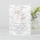 Gelukkig ooit na koper marmer verlovingsfeest kaart (Staand voorkant)