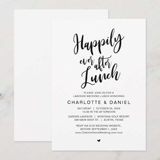 Gelukkig ooit na Lunch, weddenschap Kaart (Voorkant / Achterkant)