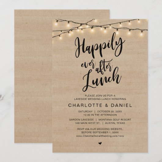 Gelukkig ooit na Lunch, weddenschap Kaart (Voorkant / Achterkant)