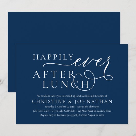 Gelukkig ooit na Lunch, weddenschap Kaart (Voorkant / Achterkant)