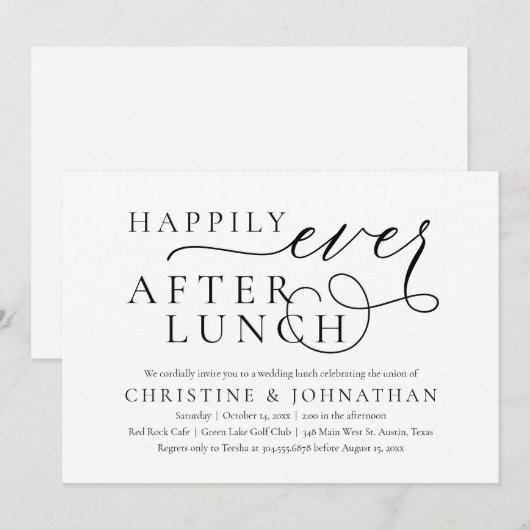 Gelukkig ooit na Lunch, weddenschap Kaart (Voorkant / Achterkant)