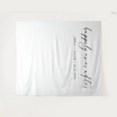 Gelukkig ooit na minimalistische B & W bruiloft ac Wandkleed (Voorkant (horizontaal))