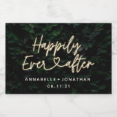 Gelukkig ooit na modern gebladerte bruiloft partij sparkling wijnetiket (Enkel label)