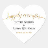 Gelukkig ooit na Modern Gold Script Wedding Hart Sticker (Voorkant)