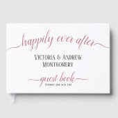 Gelukkig ooit na Modern Roos Gold Script Wedding Gastenboek (Voorkant)