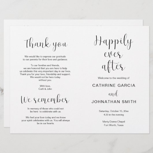 Gelukkig ooit na Modern Wedding Foldable Programma (Voorkant / Achterkant)