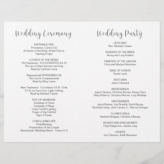 Gelukkig ooit na Modern Wedding Foldable Programma (Achterkant)