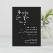 Gelukkig ooit na, moderne bruiloft diner partij kaart (Staand voorkant)