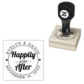 Gelukkig ooit na namen en trouwdatum rubberstempel (Gestempeld)
