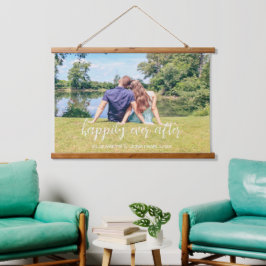 Gelukkig ooit na paarse foto hangend wandkleed