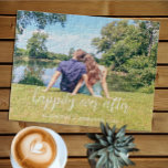 Gelukkig ooit na paarse foto legpuzzel<br><div class="desc">Laat je favoriete afbeelding zien met deze moderne fotopuzzel,  met de woorden nog lang en gelukkig in een prachtige tekstoverlay. Een perfect cadeau voor een verloofd of getrouwd stel. Fotosjabloon via Pixabay gelicentieerd onder CC0 en moet worden vervangen door uw eigen foto</div>