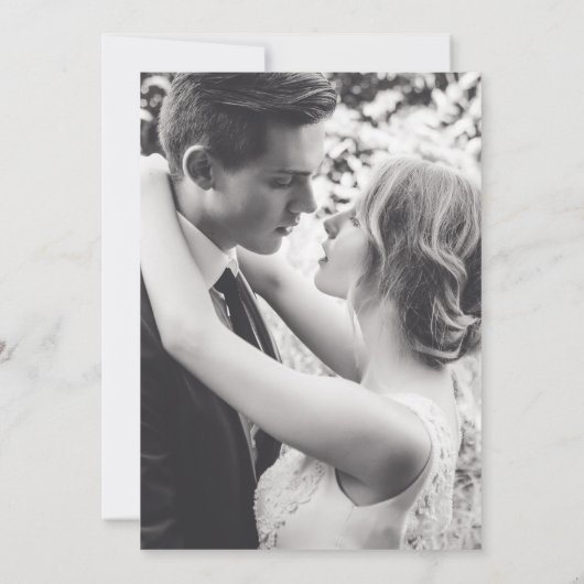 Gelukkig ooit na palm na huwelijksfeest save the date (Achterkant)