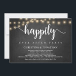 Gelukkig ooit na partij, het Licht van het Koord,  Kaart<br><div class="desc">Prachtig gelukkig ooit na partij,  de Aankondiging van de Uitsluiting van de Wedding/de Uitnodiging kaart,  in Rustic boerderij karton,  het ontwerp van de Lichten van het Koord. Dit is perfect voor je trouwreceptie en feest na de bruiloft. Voeg je gegevens toe in het overeenkomende lettertype/lettertype. #TeeshaDerrick</div>