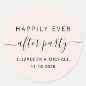 Gelukkig ooit na partij roze weddenschappen ronde sticker (Voorkant)