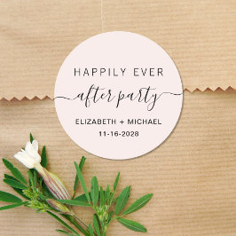 Gelukkig ooit na partij roze weddenschappen ronde sticker